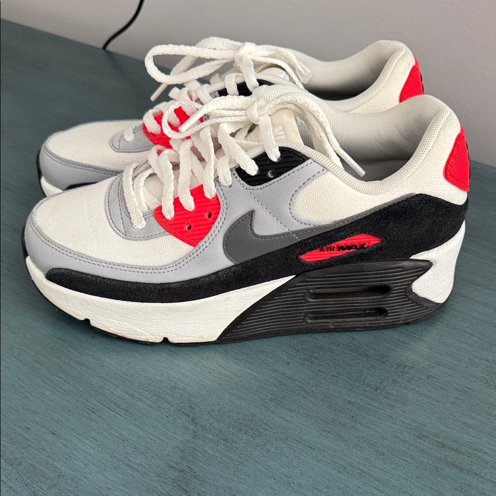 Nike Air Max 90 Gray and Red Sneakers